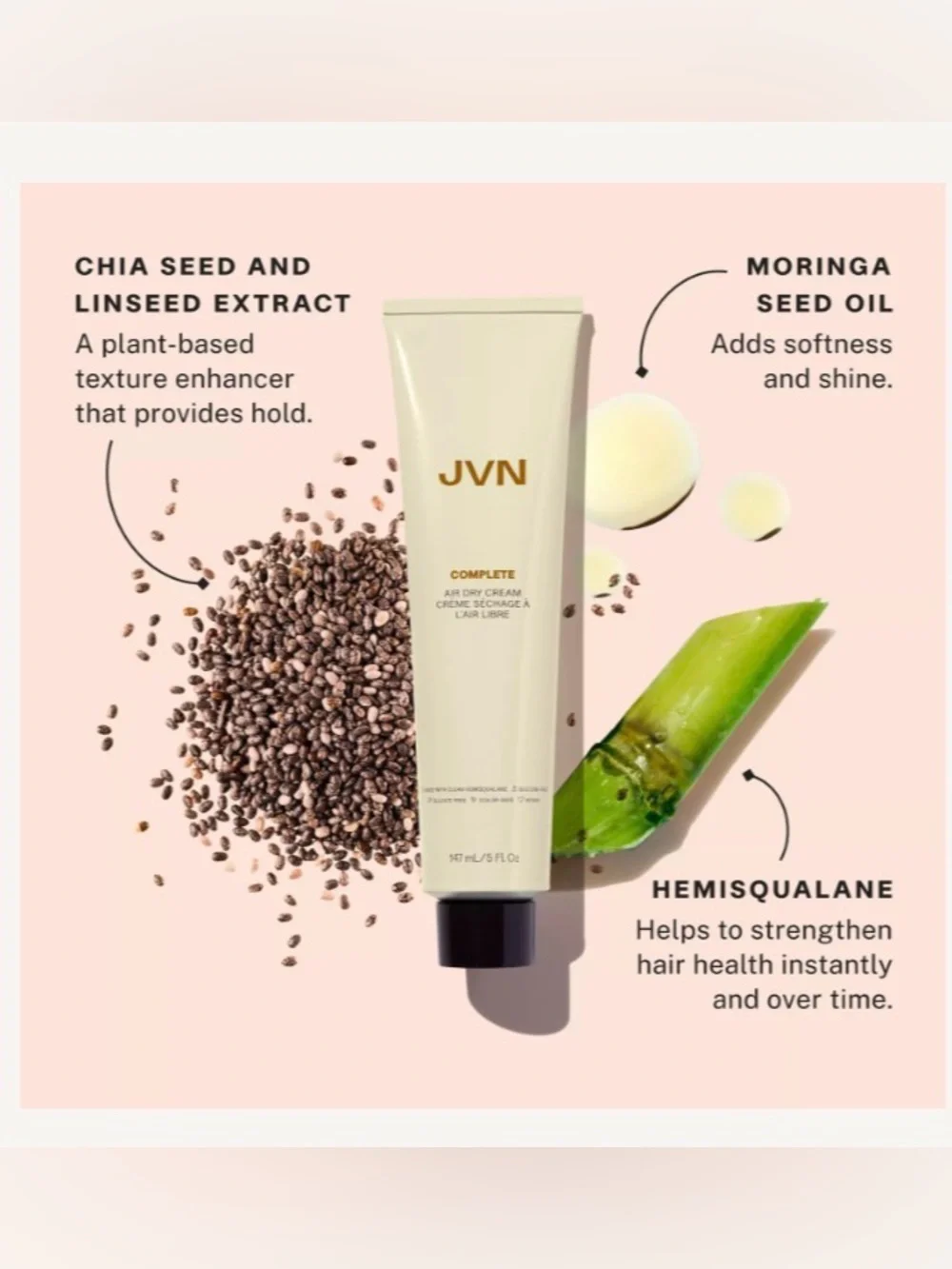 JVN Complete Air Dry Cream - Cream & Gold Accents
